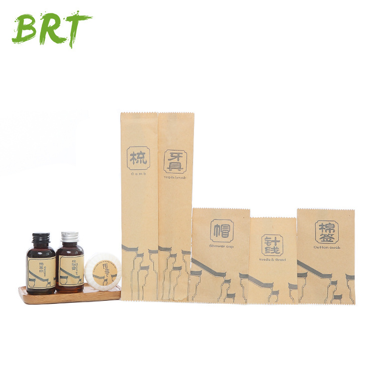 Luxury Eco Friendly Paper Bag Shaving Amenities for Hotel Travel Kit