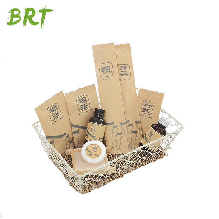 Luxury Eco Friendly Paper Bag Shaving Amenities for Hotel Travel Kit