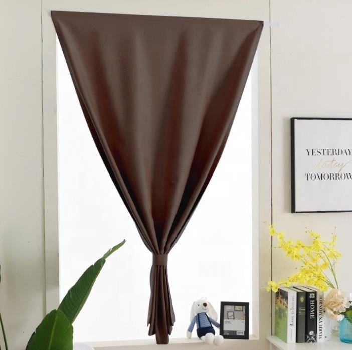 2102071- Finished sunshade curtain with velcro tape, hole free installation curtain fabric