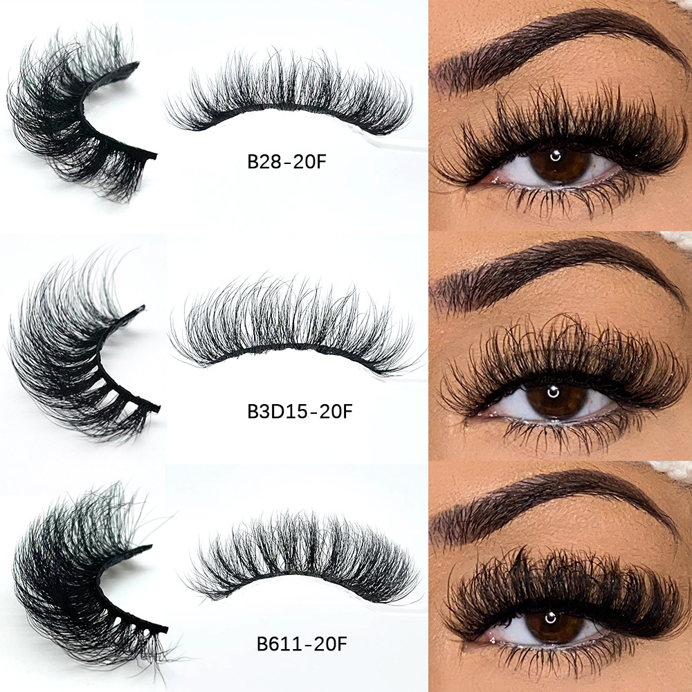 Russian Eye Lashes Vendors Luxury 8d Dd Curl Strip Eyelashes 15-20mm 25mm Fluffy 3D Real Mink Lashes Wholesale