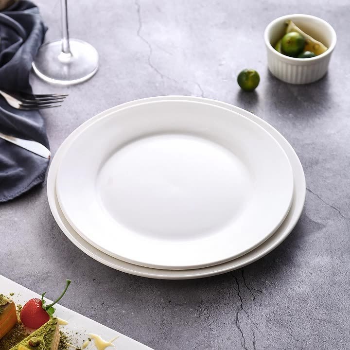 Wholesale White Round Melamine Plastic Plate Cheap Dinnerware Plate Indian House Dinner Set