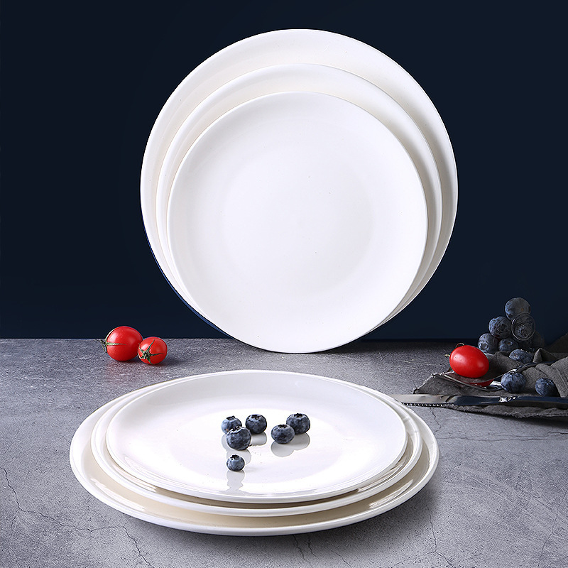 Wholesale White Round Melamine Plastic Plate Cheap Dinnerware Plate Indian House Dinner Set