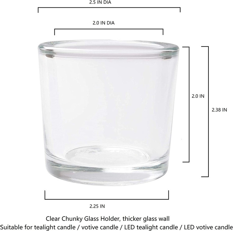 85ml empty thicker glass wall led votive candle tealight candle holder glass