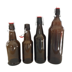 16 oz Amber Glass Beer Bottles with Flip top Caps for Home Brewing with Flip Caps