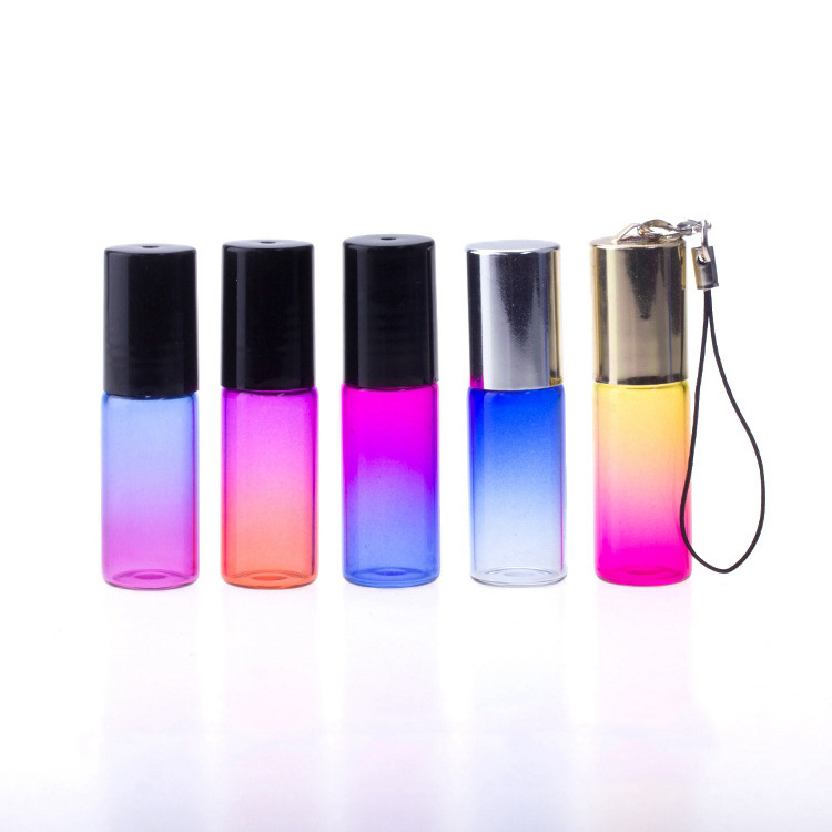 5ml 10ml OMBRE Gradient Colored Glass Roll On Bottles Glass or Steel Rollers