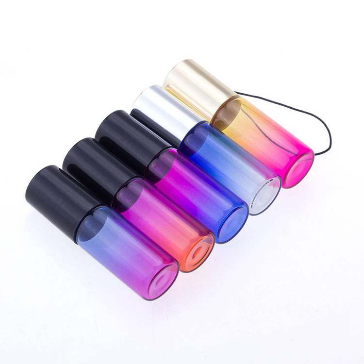 5ml 10ml OMBRE Gradient Colored Glass Roll On Bottles Glass or Steel Rollers