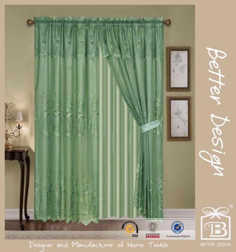 2pcs Voile Embroidery Decorative Egyptian Curtains/Drapes Arabs For Manufactured Home With Taffeta Backing