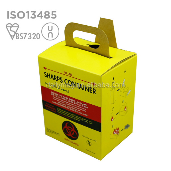 3L/5L/7L Medical Disposal Paper Board Sharps Container And Safety Box For Discard Used Syrings And Lancet