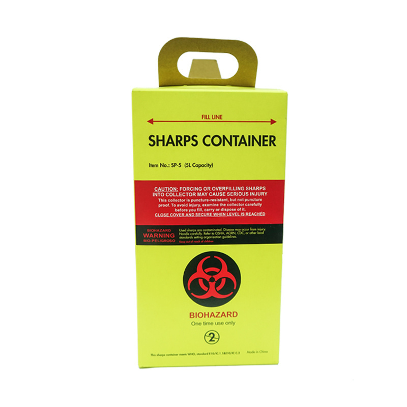 3L/5L/7L Medical Disposal Paper Board Sharps Container And Safety Box For Discard Used Syrings And Lancet