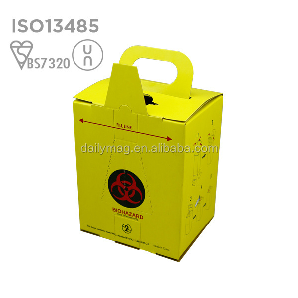 3L/5L/7L Medical Disposal Paper Board Sharps Container And Safety Box For Discard Used Syrings And Lancet