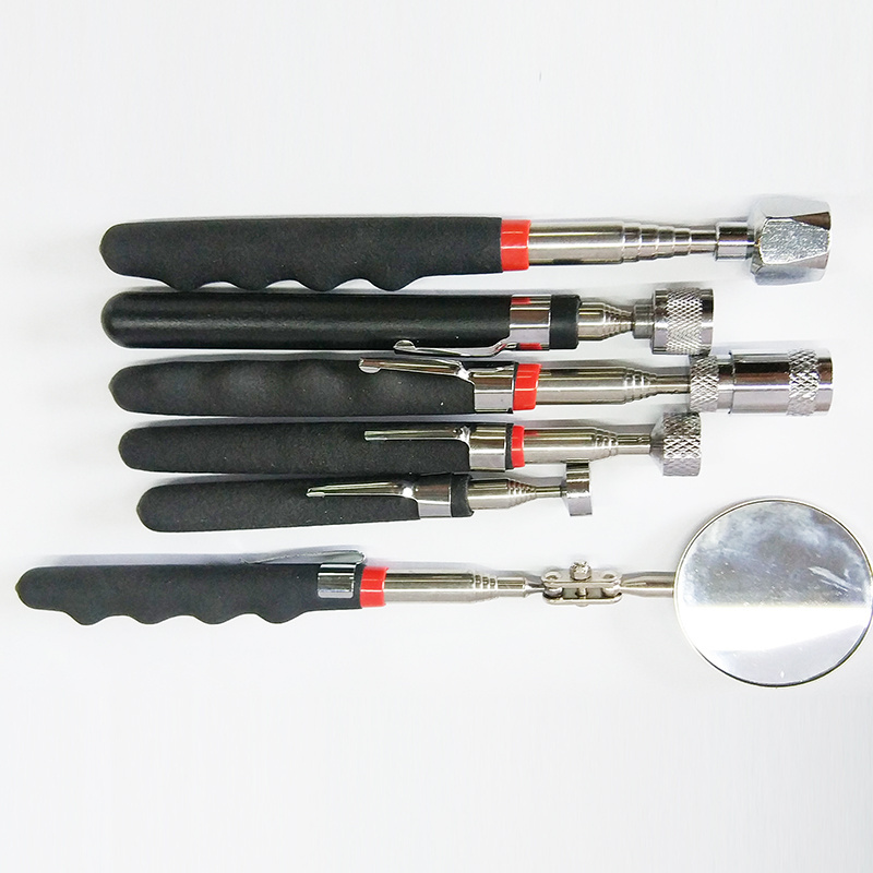 stainless steel telescoping magnetic pick up tool set with led under car inspection mirror with led lights