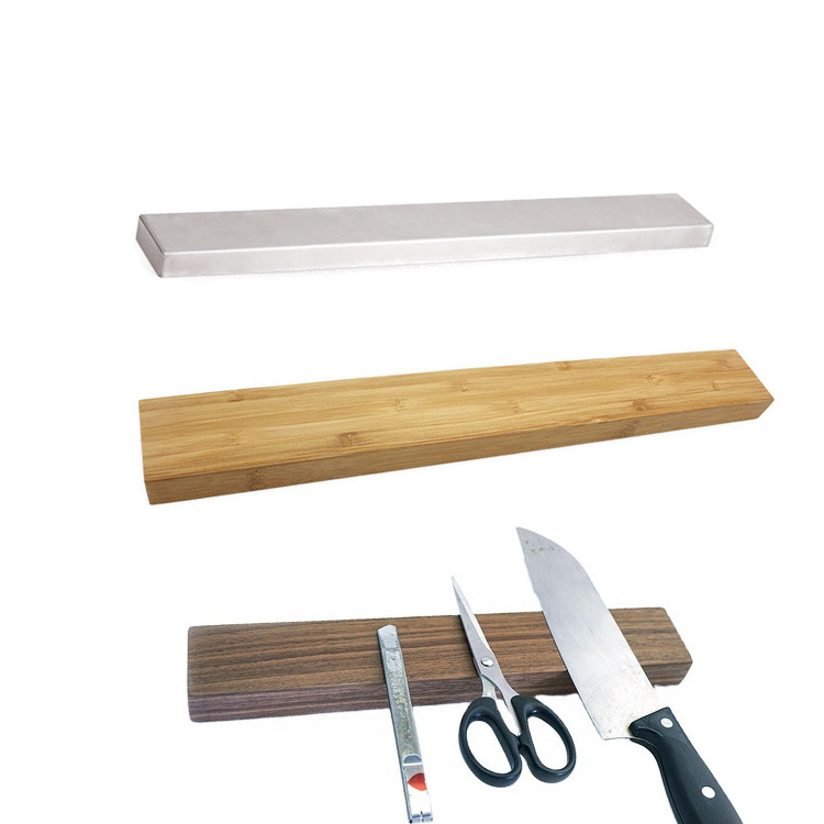 Knife holder premium 16 inch magnetic bamboo knife block holder rack double side magnetic strip for kitchen counter