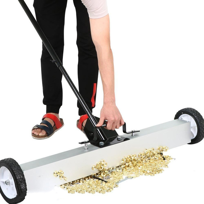 24 Inch Road Sweeper Magnetic Floor Sweeper Floor Absorber Iron Remover Magnetic Handle Sweeper For Heavy Duty, Home, Factory