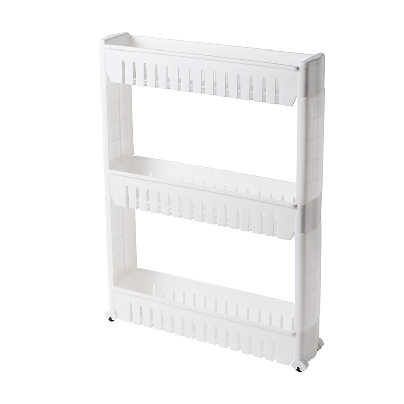 Modern Home Narrow Sliding Storage Organizer Rack Plastic 3-Tier Gap Storage Shelf