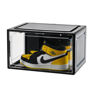 Customized Logo Stackable Shoe Storage Box Crates Plastic Clear Sneaker Box For Shoes Display Shoe Case