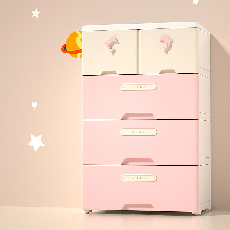 Factory Wholesale Household 4 Tier Storage Cabinet Plastic Drawer Baby Wardrobe