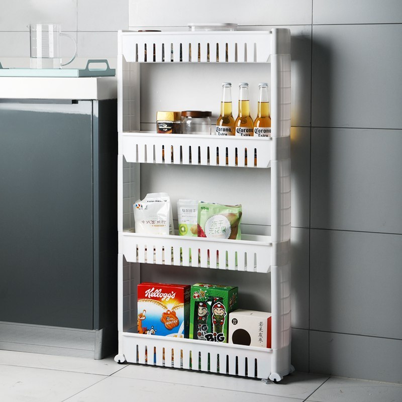 New Home Slim Gap Shelf Narrow Space Fridge Side Shelf Bathroom Gap Storage Rack With Wheel Removable