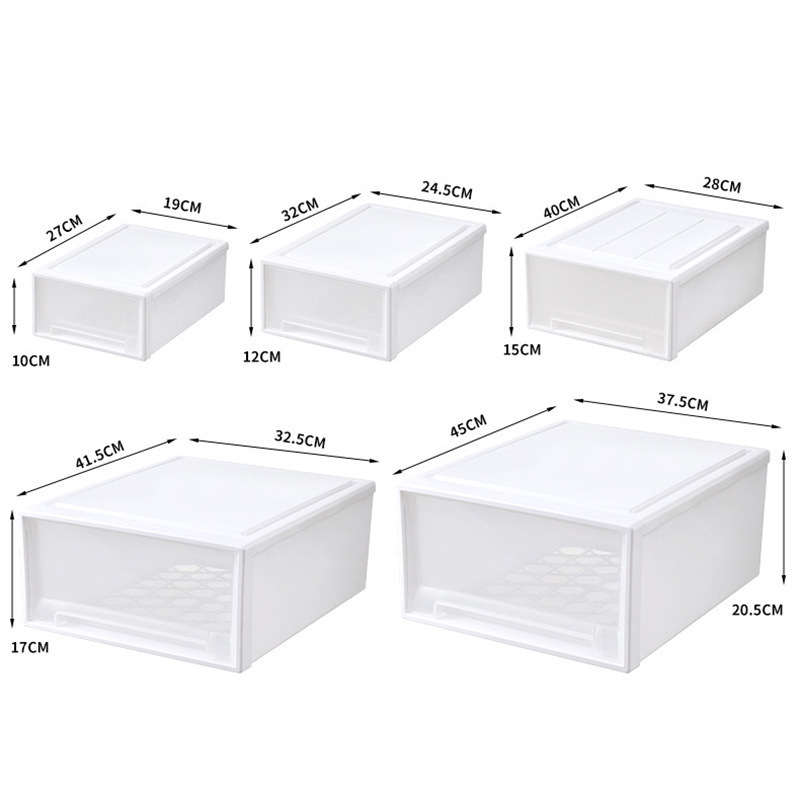 Modern Bedroom Stackable Clear Drawer Case Shoes Storage Box Plastic Underwear Organizer