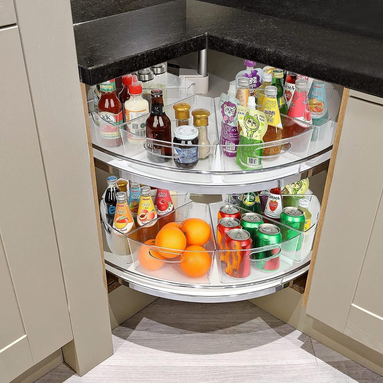 Plastic Transparent Refrigerator Storage Bin Fridge Organizer Drawers Corner Kitchen Cabinet Storage Bins