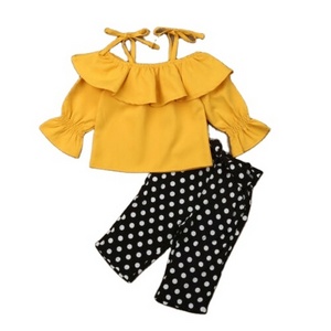 Wholesale Children's Boutique Fashion Clothing Girls Casual Pants Cotton Baba Kids Shirt Suit