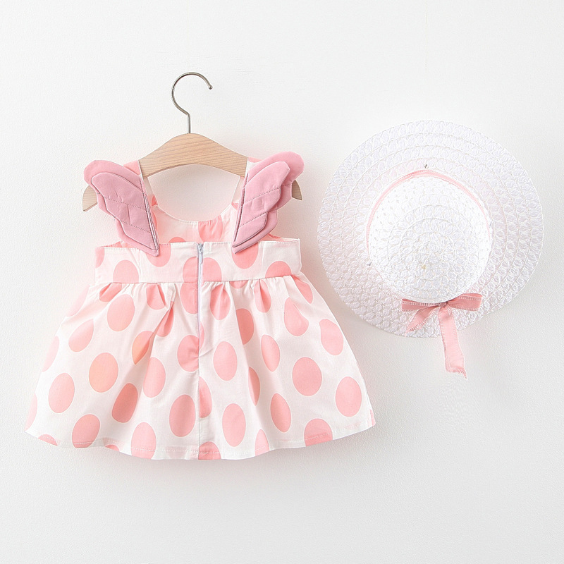 Wholesale Summer Infant Polka Dot Baby Fairy Kids Dress With Butterfly Wings Girls Dresses