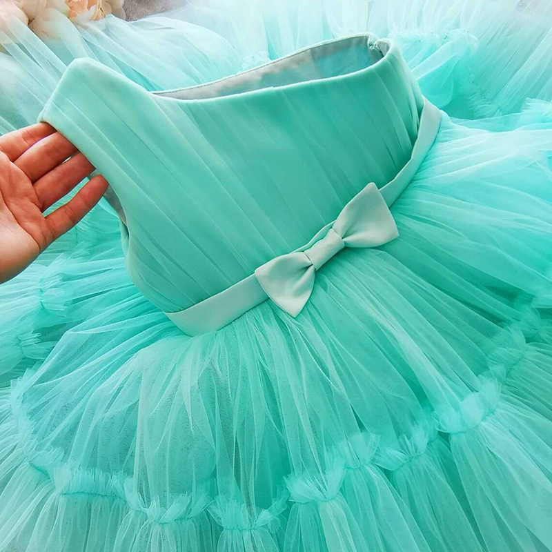 New Unique Design Newborn Princess Tutu Toddler Girls Dresses Baby First 1st Year Birthday Infant Stitching Mesh Party Dress