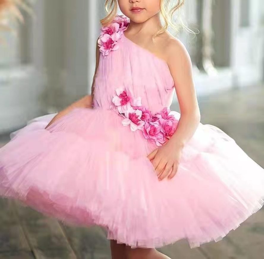 New Unique Design Newborn Princess Tutu Toddler Girls Dresses Baby First 1st Year Birthday Infant Stitching Mesh Party Dress