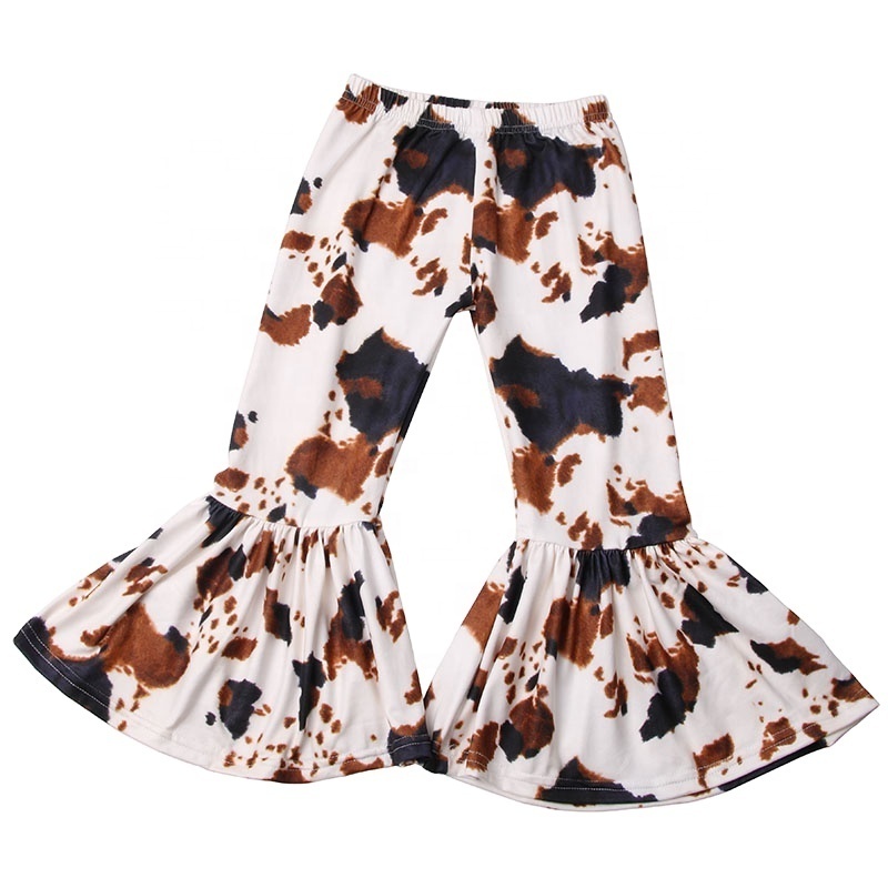 Infant Baby Toddler Girls Flare Pants Fashion Kids Children spring Fall cow print Bell Bottoms Long Trousers