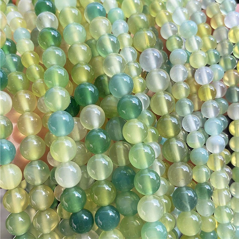 Natural green grape agate loose beads apple agate round beads DIY handmade beaded accessories manufacturers direct supply 029