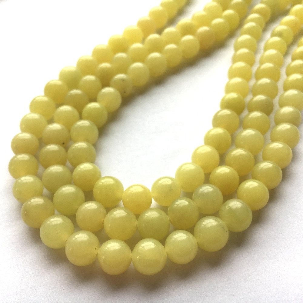 Natural Lemon Jade Round Gemstone Beads Semiprecious Stone Jewelry necklace and bracelet