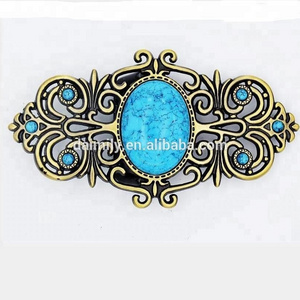 Beautiful women jewelry gemstone turquoise brass belt buckle SSB 021