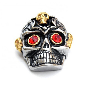 Men pendants Good looking stainless steel  18K gold red eye skull necklace pendant charms DSP 283