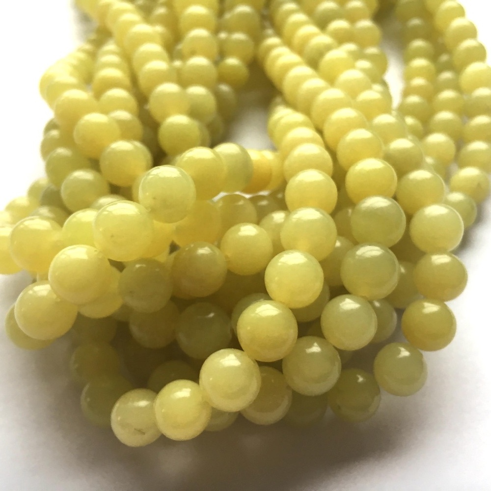 Natural Lemon Jade Round Gemstone Beads Semiprecious Stone Jewelry necklace and bracelet