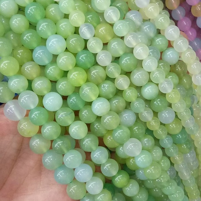 Natural green grape agate loose beads apple agate round beads DIY handmade beaded accessories manufacturers direct supply 029