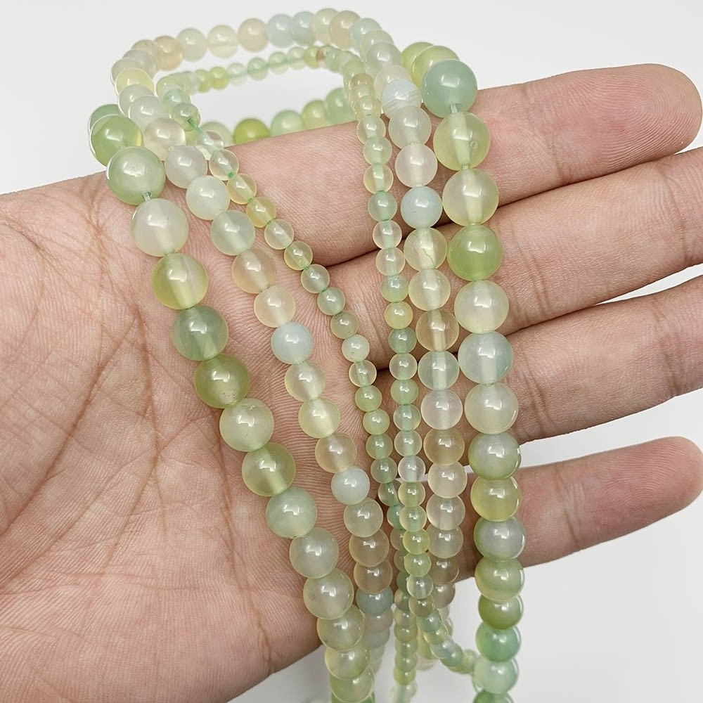 Natural green grape agate loose beads apple agate round beads DIY handmade beaded accessories manufacturers direct supply 029