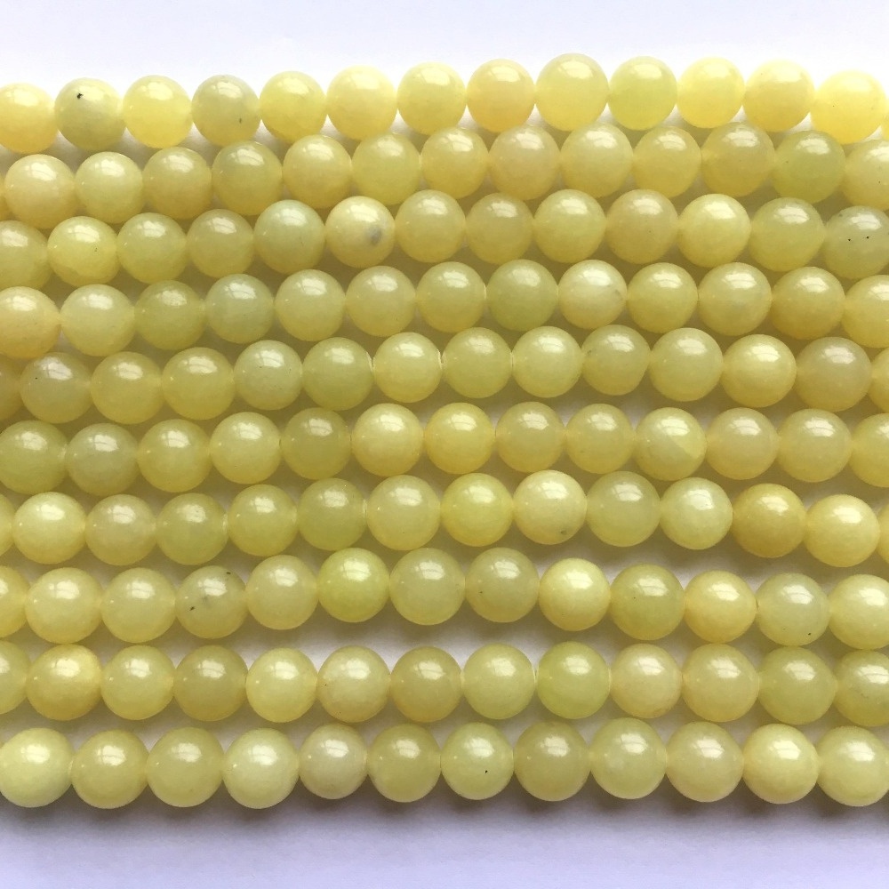 Natural Lemon Jade Round Gemstone Beads Semiprecious Stone Jewelry necklace and bracelet