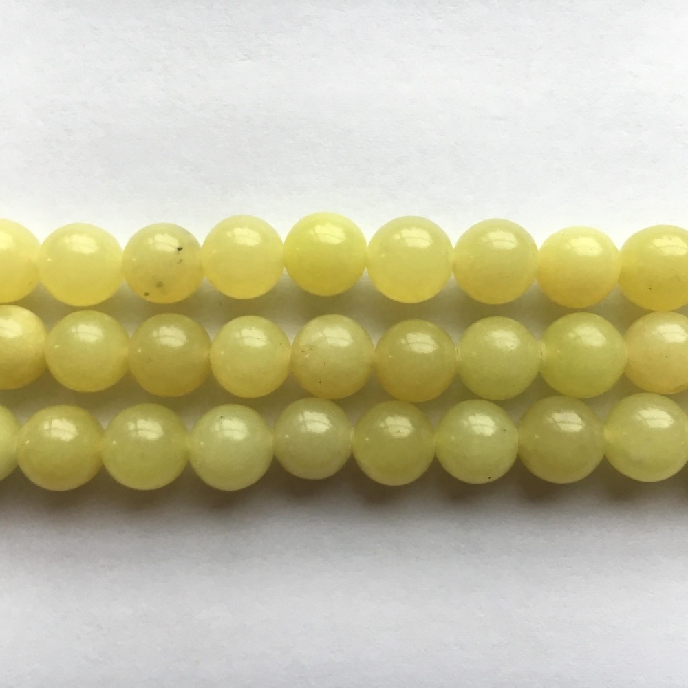 Natural Lemon Jade Round Gemstone Beads Semiprecious Stone Jewelry necklace and bracelet