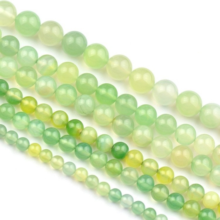 Natural green grape agate loose beads apple agate round beads DIY handmade beaded accessories manufacturers direct supply 029