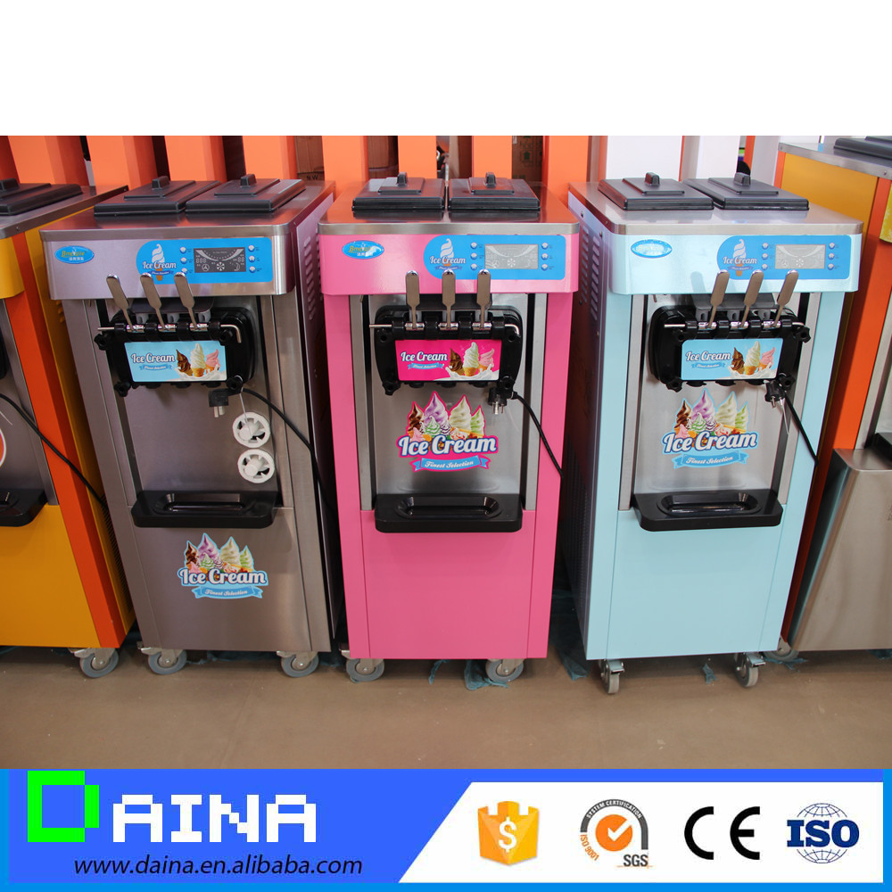 3 Flavors Automatic Soft Serve Sorbetiere Commercial Ice Cream Machine