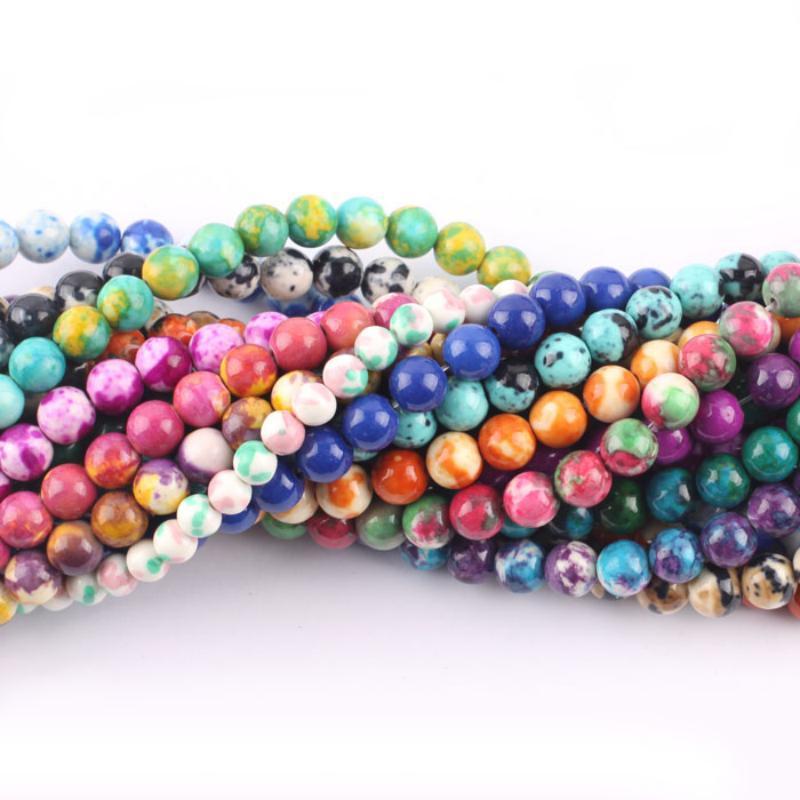 Cheapest Synthetic Multicolor Gemstone beads Rain Flower Jade Faceted Round Stone Beads for Jewelry Maki