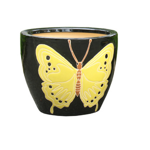 Pretty butterfly designs of indoor glazed flower ceramic pots  pottery planter for planting tree or paper flower on desktop