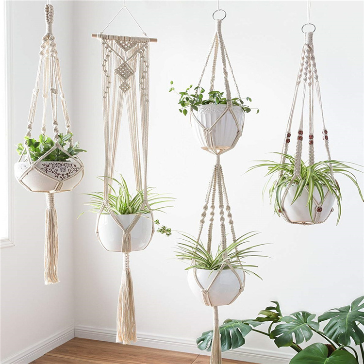 Made in China handmade cotton macrame plant hanger Indoor & outdoor plant hanger home decor