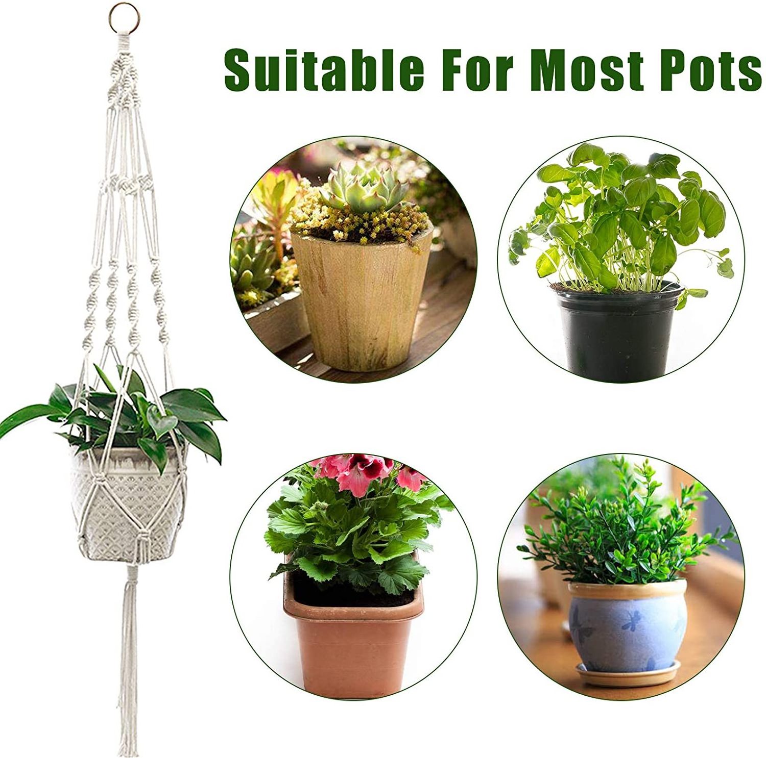 Macrame Plant Hangers Hanging Plant Indoor Wall Planter Decorative Flower Pot Holder Boho Home Decor, Set of 3