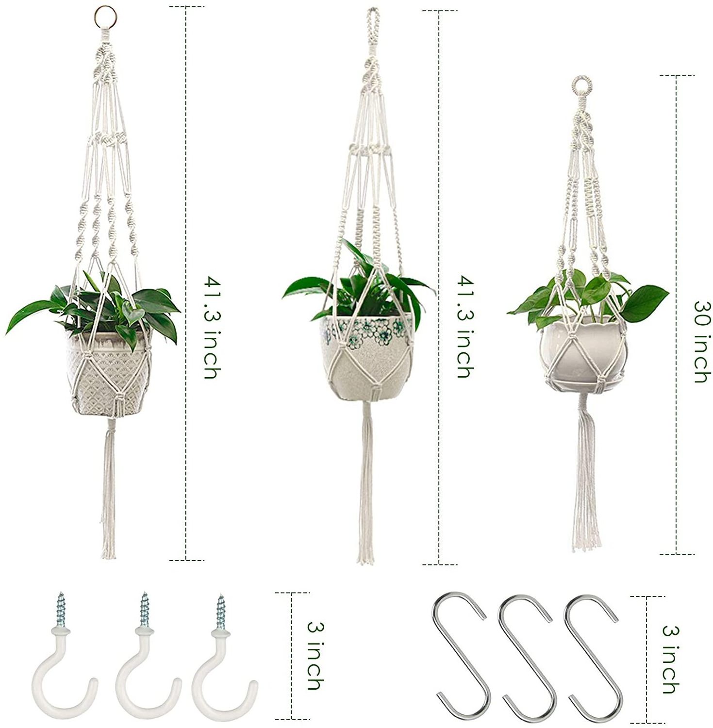 Macrame Plant Hangers Hanging Plant Indoor Wall Planter Decorative Flower Pot Holder Boho Home Decor, Set of 3