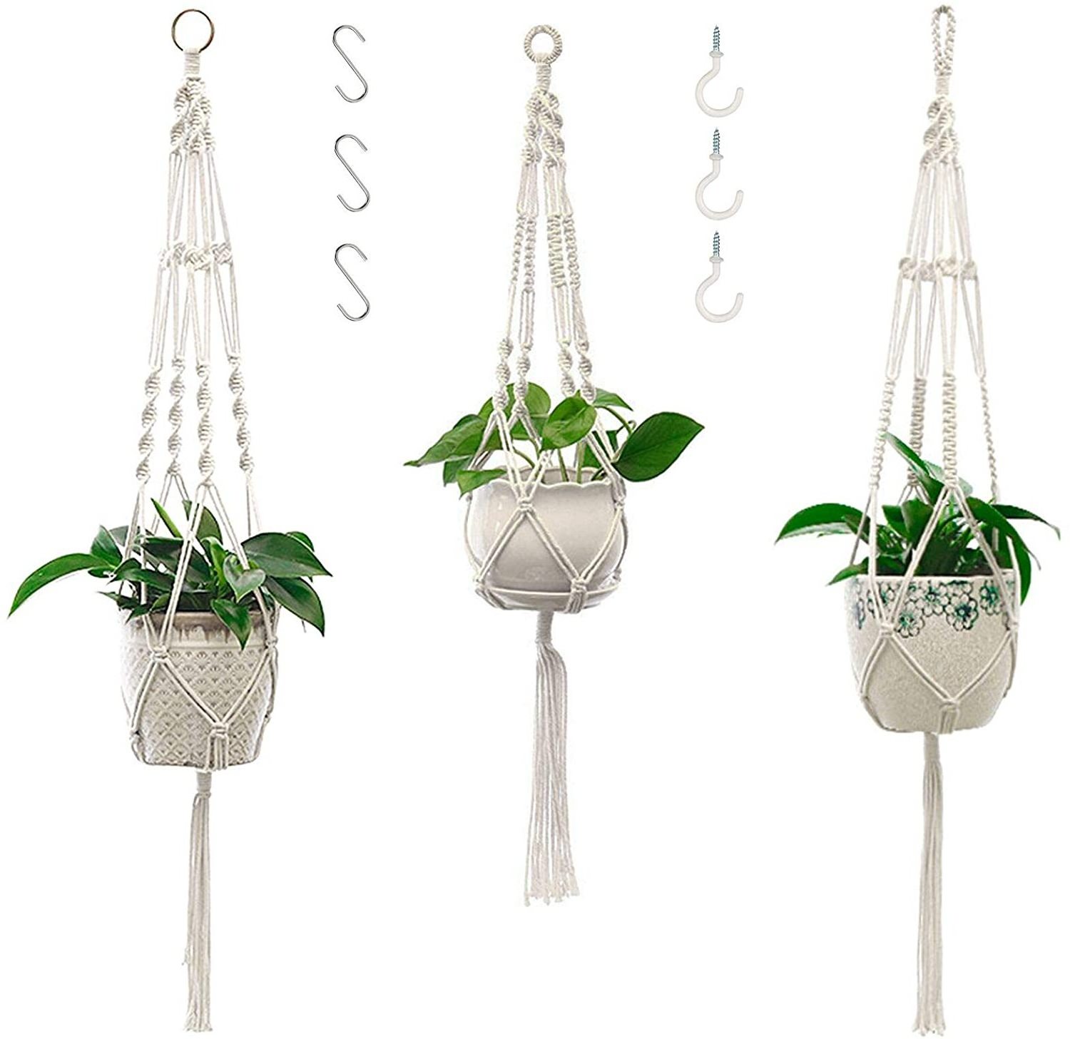 Macrame Plant Hangers Hanging Plant Indoor Wall Planter Decorative Flower Pot Holder Boho Home Decor, Set of 3