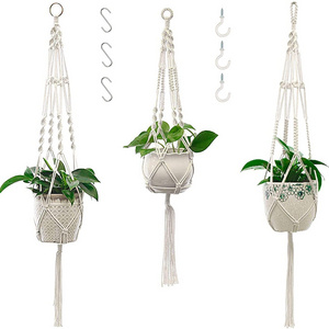 Macrame Plant Hangers Hanging Plant Indoor Wall Planter Decorative Flower Pot Holder Boho Home Decor, Set of 3