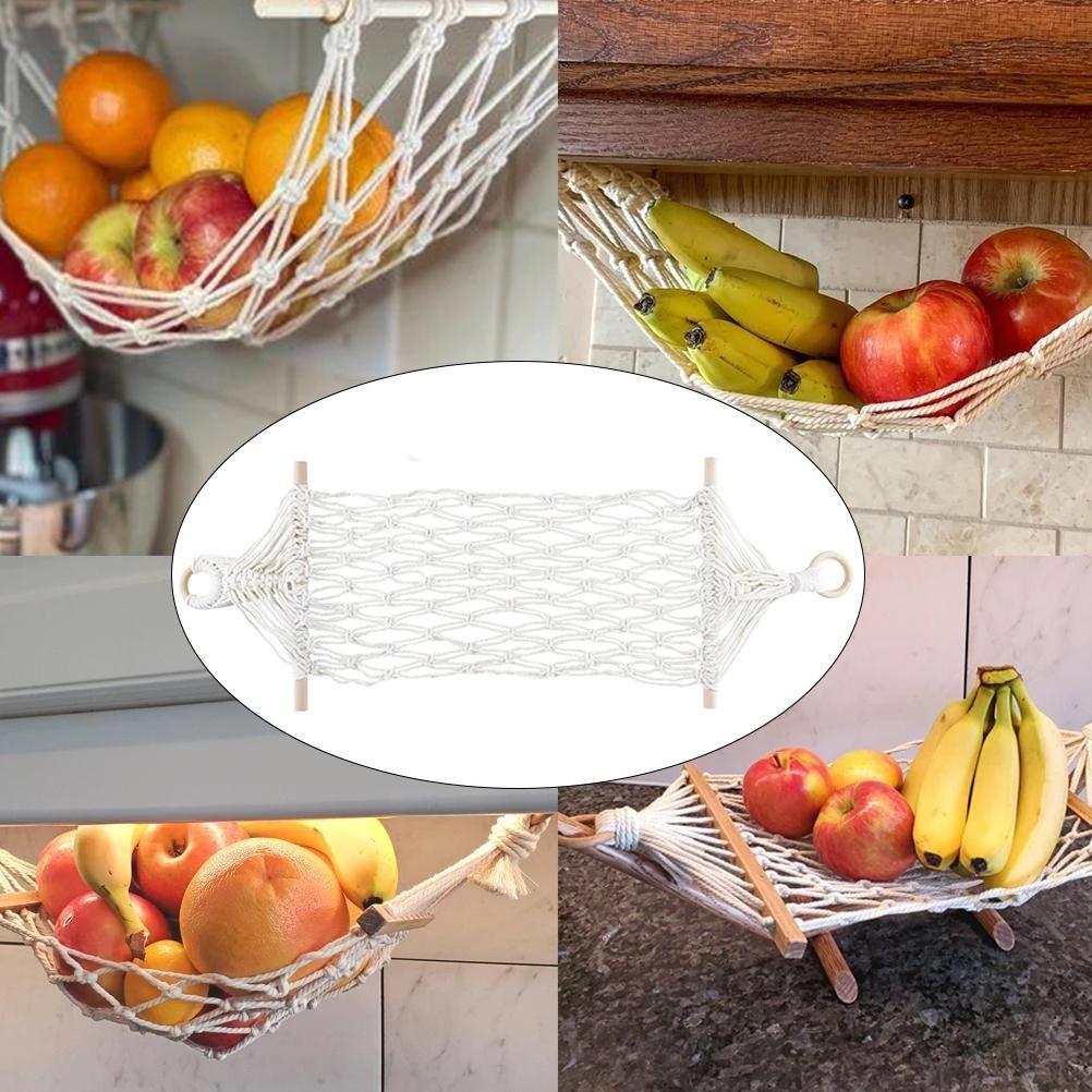 Hanging Kitchen Decor Hanging  Fruit Hammock, Bananas holder for Kitchen Under Cabinet with hooks//