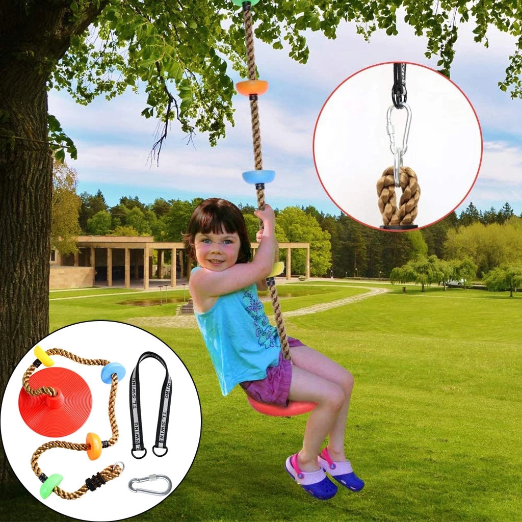 12'' Climbing Rope With Platform & Disc Tree Swing Seat Set Fun saucer swing For Kids //