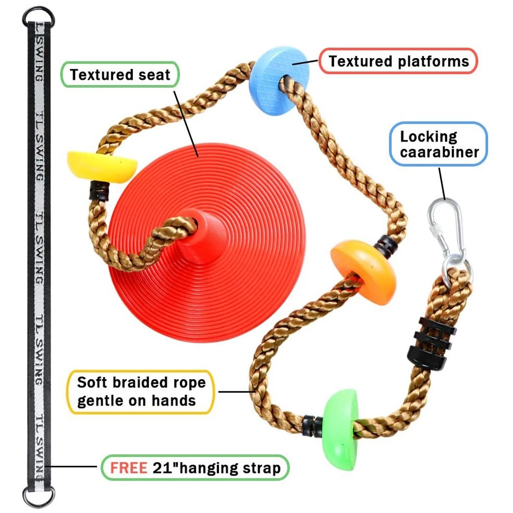 12'' Climbing Rope With Platform & Disc Tree Swing Seat Set Fun saucer swing For Kids //