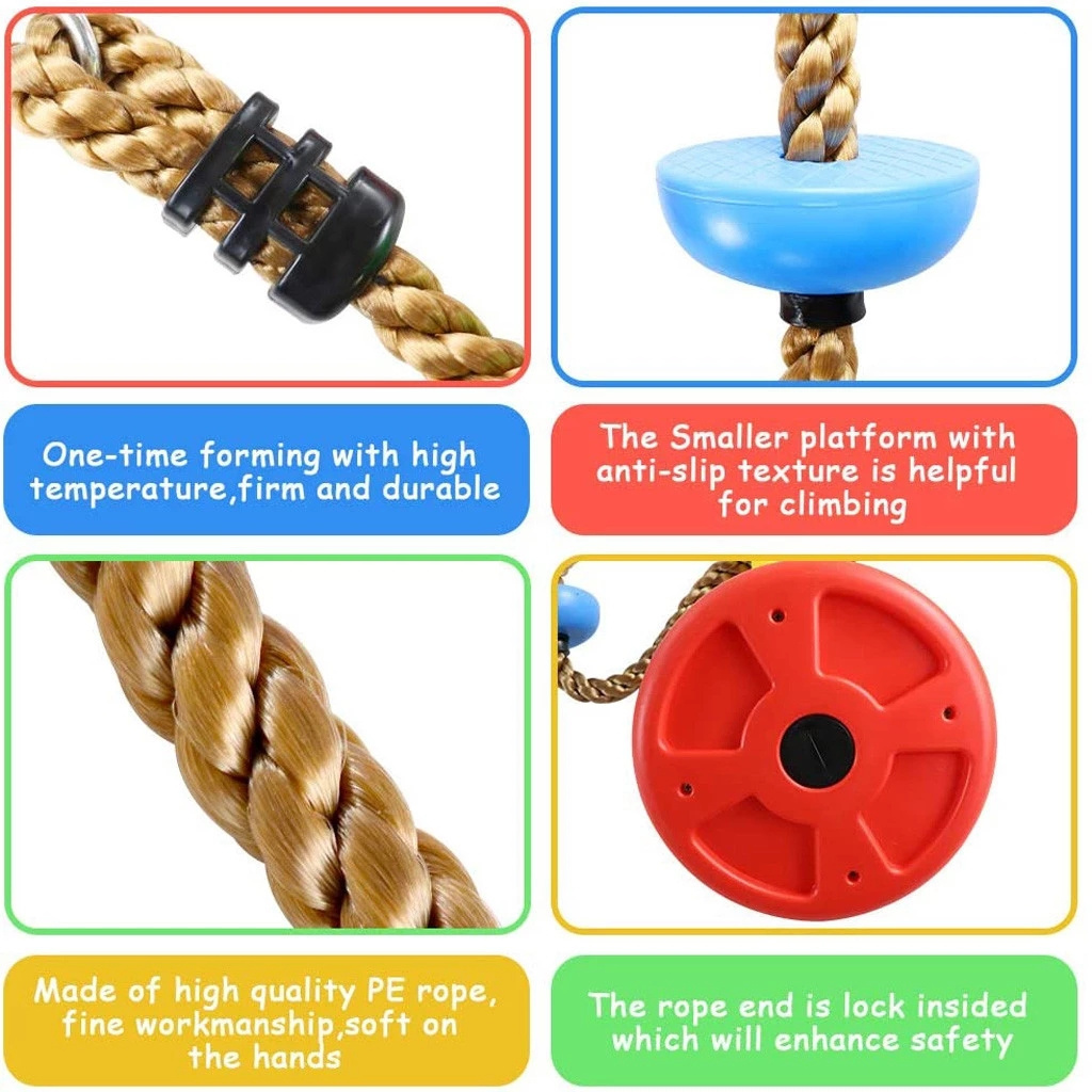 12'' Climbing Rope With Platform & Disc Tree Swing Seat Set Fun saucer swing For Kids //